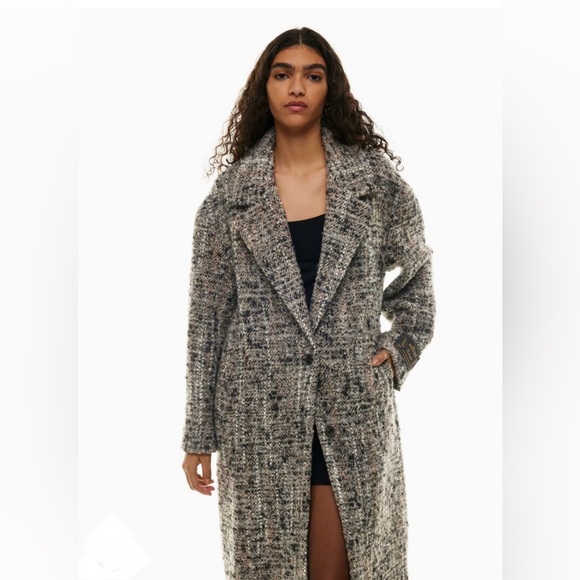 Aritzia Wilfred The New Only Tailored Coat in Grey/Black Wool Boucle Size Large - Picture 4 of 13